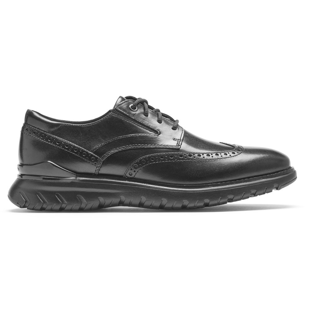 Sapatos Oxford Homem Rockport Total Motion Sport Wingtip Pretas,Portugal XOEHS-6982